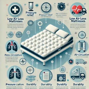 An infographic comparing different low air loss mattress models, showcasing key features such as pressure relief and durability