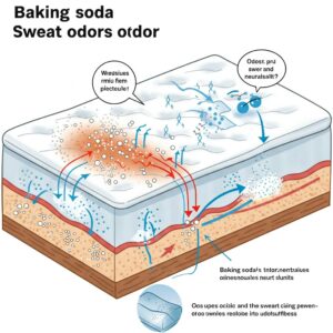 Diagram illustrating how baking soda helps with How to Get Sweat Smell Out of Mattress.
