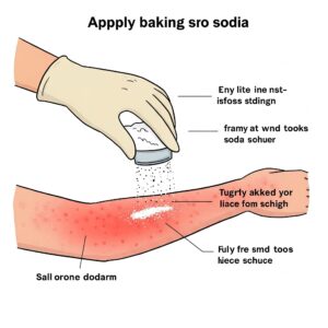 Illustration showing how baking soda helps with how do you get blood out of a mattress by absorbing moisture. 