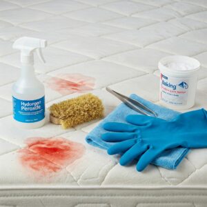 Essential cleaning supplies for how do you get blood out of a mattress, fresh or dried.