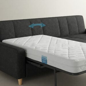 Easy conversion of a sofa to a bed with a supportive mattress.