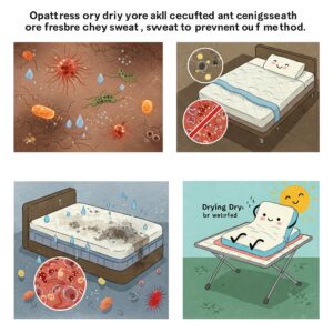 Illustration emphasizing drying after attempting How to Get Sweat Smell Out of Mattress.
