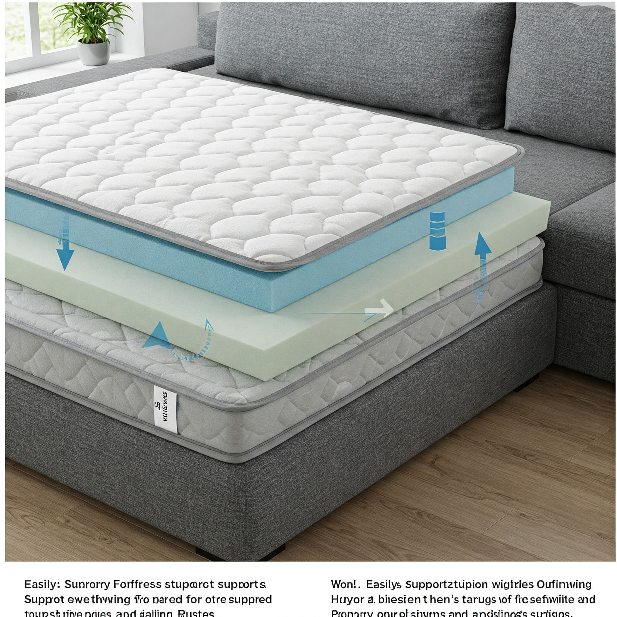 Comfortable mattress for sofa bed, providing extra support and cushioning.