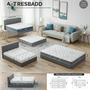 Various sizes of mattresses available for different sofa bed dimensions.