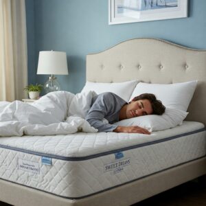 Enjoying deep sleep on a comfortable sweet dreams mattress.