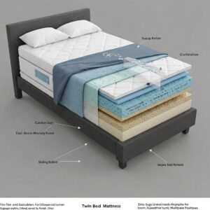 Illustration highlighting the comfort and supportive features of a twin daybed mattress.