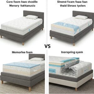 Visual comparison of various materials used in a twin daybed mattress, such as memory foam and innerspring.