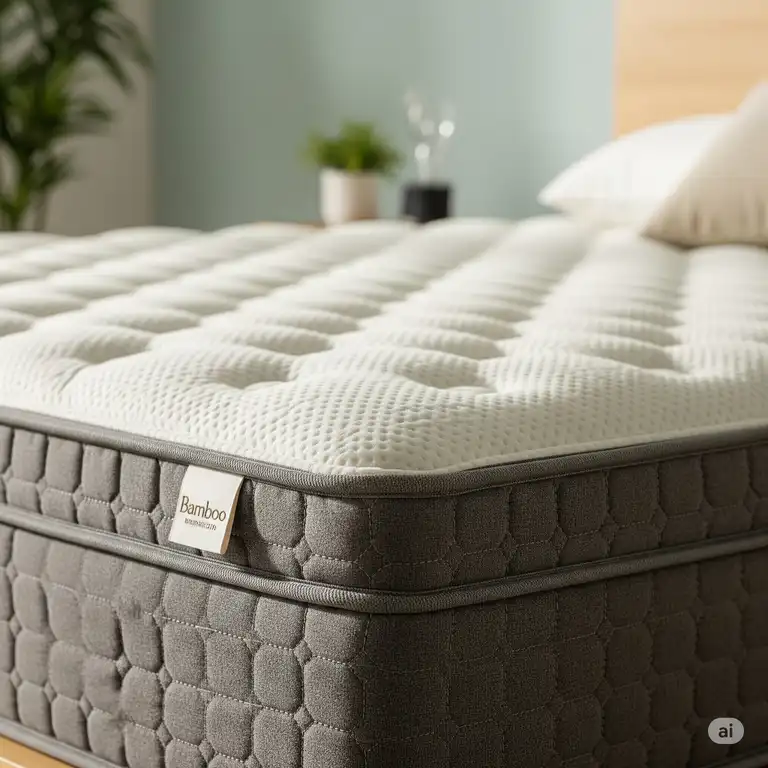 Plush bamboo mattress, showcasing natural comfort and eco-friendly design for a restful sleep.