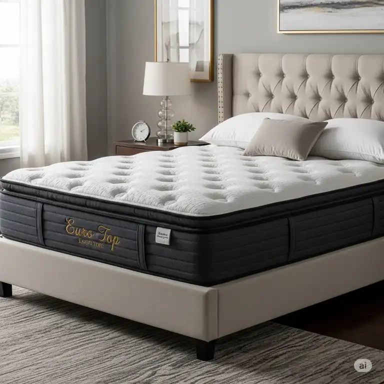 Luxurious euro top mattress with a plush, integrated pillow top for enhanced comfort and support.