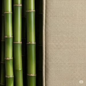 Close-up of bamboo stalks and a soft bamboo fabric texture, highlighting the sustainable source of bamboo mattresses.