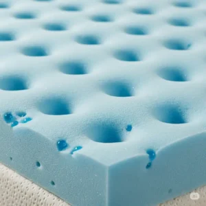 Detail of a high-quality memory foam RV queen mattress topper material for enhanced sleep.