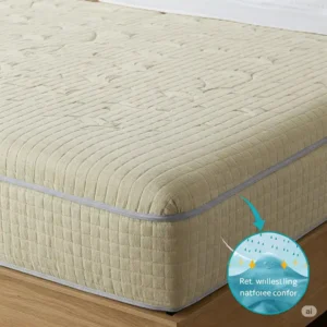 Breathable bamboo mattress protector promoting airflow for a cooler night's rest.