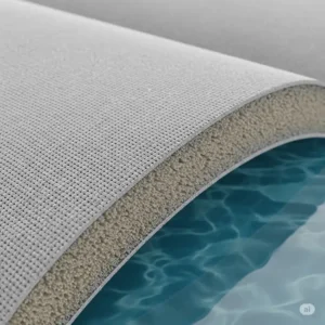 Close-up illustration of the durable material used in a floating mattress.