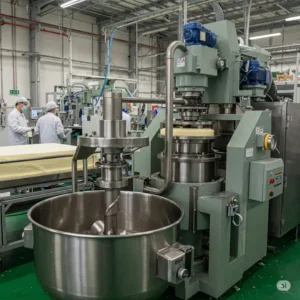 Machinery used for processing natural latex foam in a mattress factory.