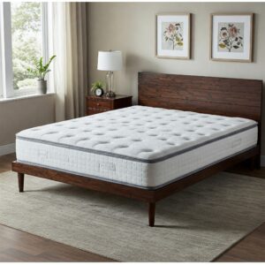 A full xl mattresses placed on a compatible bed frame.