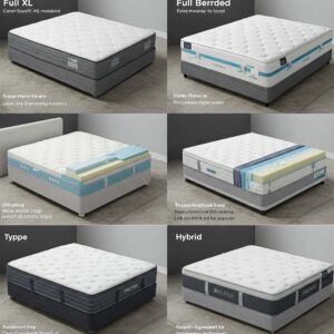 Different types of full xl mattresses available, such as memory foam and hybrid options.