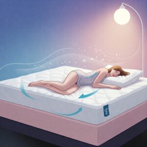 Goose down mattress topper highlighting how it provides gentle support and pressure relief for comfortable sleep.
