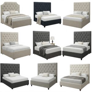 Various headboard options that can be paired with a standard king size mattress platform.