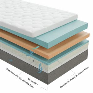 Illustration showing the layers of an RV Mattress Topper for enhanced comfort.