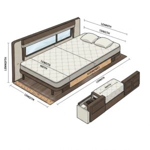 "RV queen short mattress dimensions, illustrating its compact size."