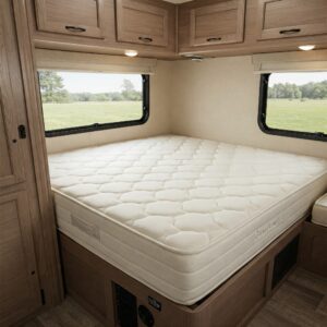  The best RV mattress short queen fitting seamlessly into an RV bedroom.