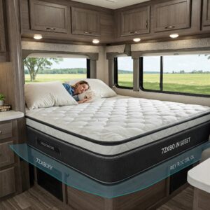 Enjoying comfortable sleep on a spacious rv king mattress 72x80.