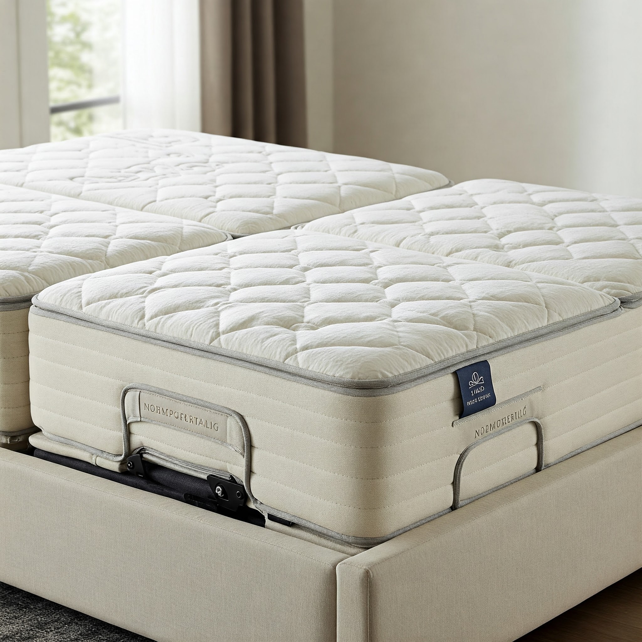 A luxurious split california king mattress, showing independent adjustability for personalized comfort on each side.