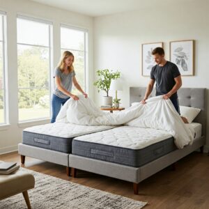 The convenience of individually making each side of a split queen mattress.