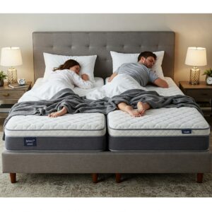 Enjoy personalized comfort and motion isolation with a split queen mattress.