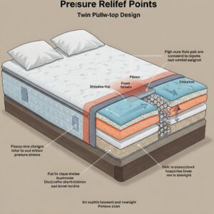 Illustration showing pressure relief points on a twin pillow top mattress.