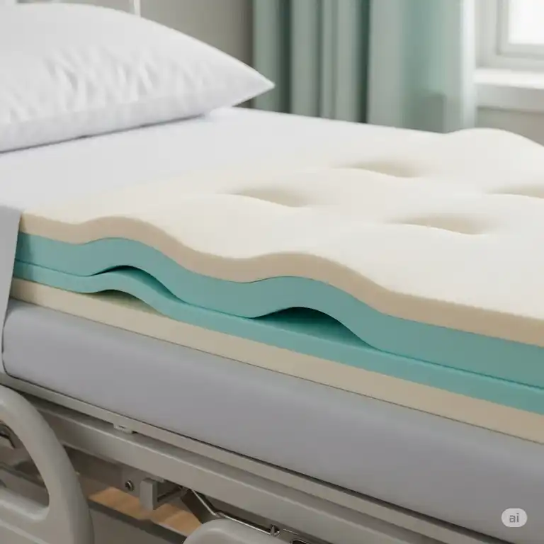 A comfortable and supportive hospital bed mattress pad designed to enhance patient well-being and provide superior pressure relief.