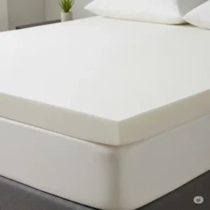 A 3 inch memory foam mattress cover perfectly fitted on a bed, showcasing its seamless integration and enhanced sleep surface.
