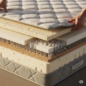 Detailed view of Hudson Furniture mattress construction, highlighting quality layers for superior comfort and support.