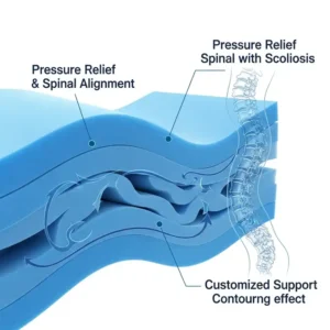 "Close-up illustration of memory foam contouring to the body, ideal for a mattress that provides customized support for best type of mattress for scoliosis."
