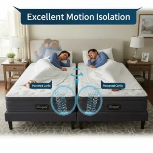Illustration demonstrating the excellent motion isolation of a beautyrest twin mattress, ensuring undisturbed sleep for partners.