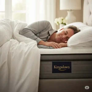 A person sleeping soundly and comfortably on a Kingsdown mattress, illustrating the superior comfort and support often mentioned in kingsdown mattress reviews.