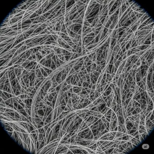 Magnified view of individual horsehair fibers, showcasing their unique structure that contributes to the durability and resilience of a horsehair mattress.