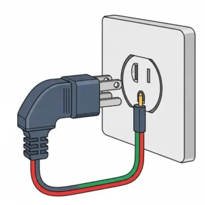 Close-up illustration of a grounding mattress pads connector plugged into a grounded electrical outlet, showing the simple setup.
