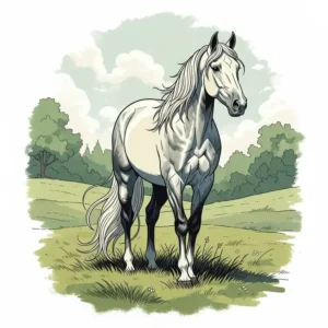 Stylized illustration of a horse symbolizing the natural origin and unparalleled comfort of a horsehair mattress.