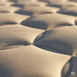 Close-up shot of the Kingsdown mattress's premium quilted cover and fabric texture, emphasizing the quality craftsmanship often praised in kingsdown mattress reviews.