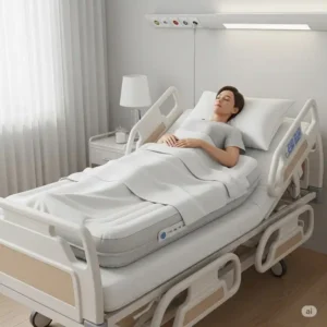 Visual representing enhanced patient comfort and support provided by an air mattress for hospital bed.