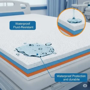 Visual representation of how easily a hospital bed mattress pad can be cleaned and maintained, simplifying hospital hygiene protocols.
