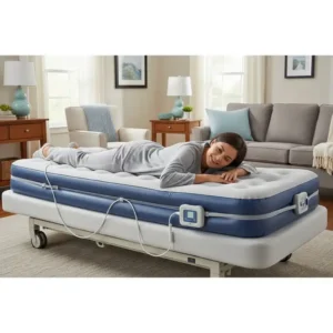 Medical air mattress in a home care setting, offering comfort and pressure relief for at-home patients.