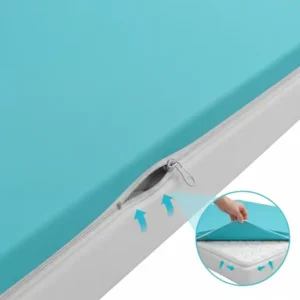 Close-up illustration of a zippered daybed mattress cover, demonstrating the ease of removal and reinstallation for washing and maintenance of the daybed mattress cover.