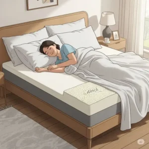 Happy sleeper enjoying the plush comfort of a 4 inch memory foam mattress cover.
