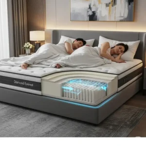 Visual representation of the motion isolation technology in the Diamond Everest mattress, ensuring undisturbed sleep.