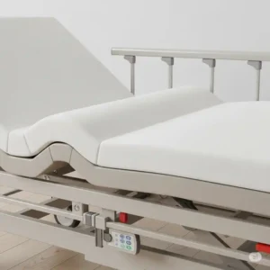 Hospital bed mattress topper seamlessly conforming to an adjustable medical bed frame for optimal positioning.

