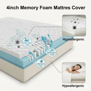 Hypoallergenic 4 inch memory foam mattress cover for allergy sufferers.