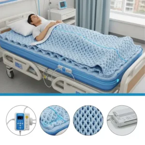 Example of a low air loss medical air mattress, designed to manage skin moisture and temperature.