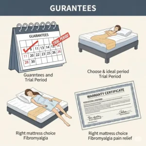  "Illustration of a calendar or a warranty certificate, representing the importance of trial periods and guarantees when choosing the best mattress for fibromyalgia."